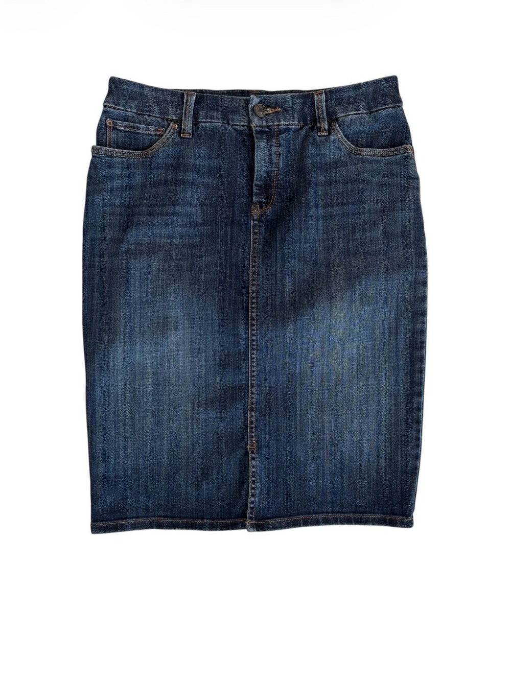 Chico’s So Slimming Dark Blue Denim Skirt - Classic Straight Fit Sz 0